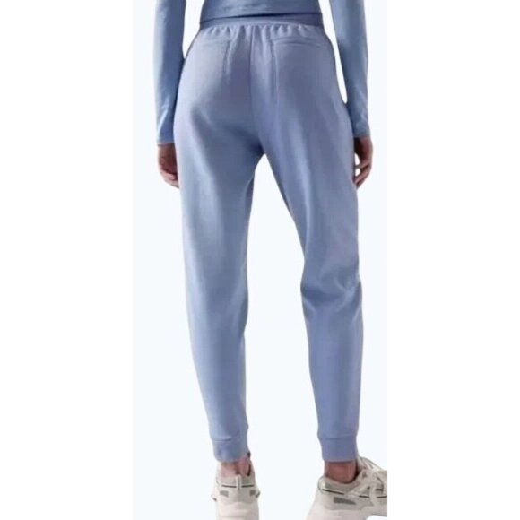 Athleta Womens Apres Ski Down Quilted Jogger Pants Heron Blue Drawstring 12P - Picture 2 of 16